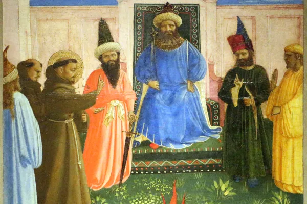 Papa Francesco e la prova del fuoco davanti il sultano, del Beato Angelico / Wikimedia Commons