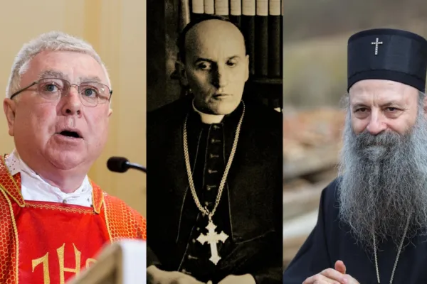 Da sinistra a destra: monsignor Batleja, Cardinale Stepinac, Partiarca Porfirije / Fotomontaggio IKA
