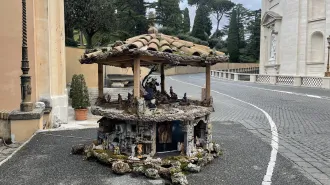 Quel presepe nascosto nei Giardini Vaticani fatto di cartoncino riciclato 