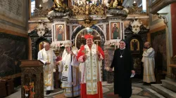 Il Cardinale Sandri in un momento della celebrazione del 30 aprile presso l'abbazia di Grottaferrata, che ha dato il via al giubileo delle Figlie di Santa Macrina / Congregazione per le Chiese Orientali