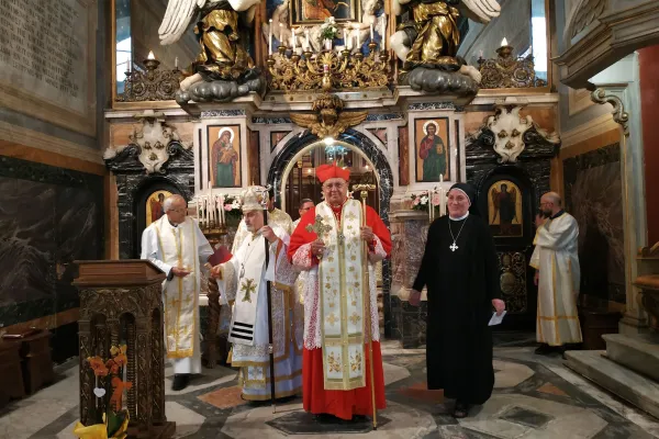 Il Cardinale Sandri in un momento della celebrazione del 30 aprile presso l'abbazia di Grottaferrata, che ha dato il via al giubileo delle Figlie di Santa Macrina / Congregazione per le Chiese Orientali
