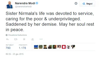 E' morta Suor Nirmala, una vita con Madre Teresa
