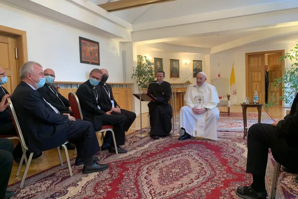 Papa Francesco con i gesuiti slovacchi, Bratislava, 13 settembre 2021 / La Civiltà Cattolica