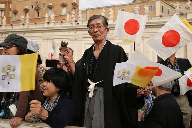 Pellegrini giapponesi | Pellegrini giapponesi partecipano ad una udienza generale di Papa Francesco | Daniel Ibanez / ACI Group