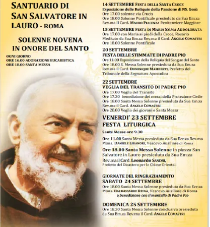 Locandina eventi Padre Pio  |  | Ufficio stampa