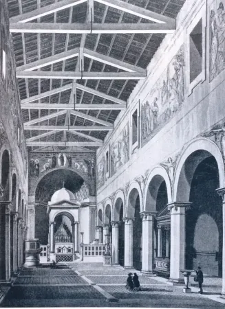 La chiesa dei Santi Nereo e Achilleo a Roma in una stampa ottocentesca  |  | pd