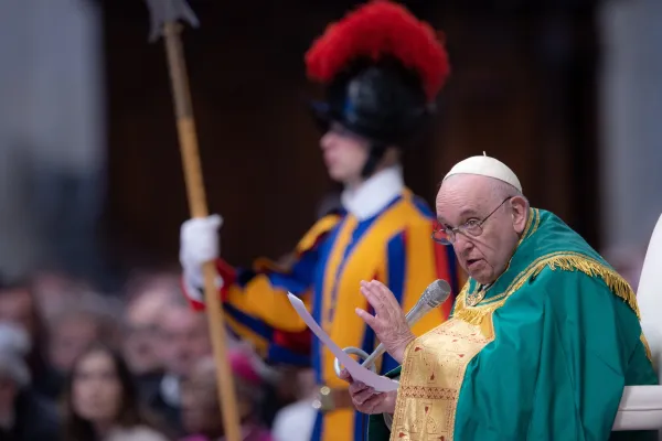 Papa Francesco durante l'omelia per la Giornata Mondiale dei Poveri, Basilica di San Pietro, 13 novembre 2022  / Daniel Ibanez / ACI Group