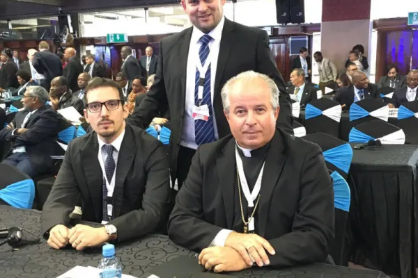 Arcivescovo Ivan Jurkovic, Carlo Maria Marenghi e Gregoire Piller durante l'UNCTAD / Conferenza UNCTAD 2014 