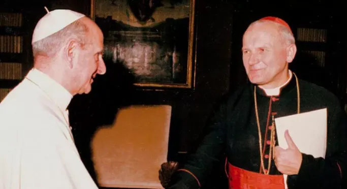 Uno degli incontri tra Papa Paolo VI e il Cardinale Karol Wojtyla, arcivescovo di Cracovia | Vatican Media - da blog cristianesimocattolico