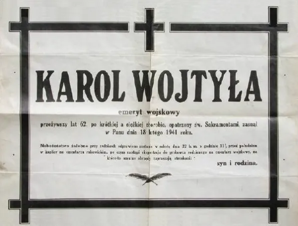 Il necrologio di Karol Wojtyla senior |  | pd