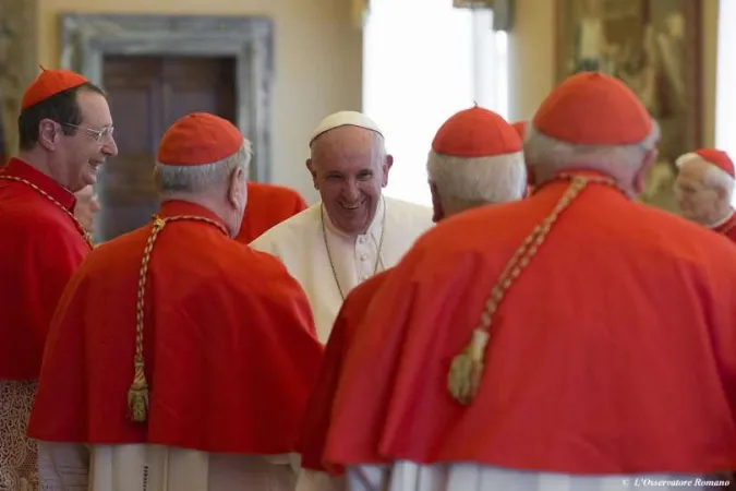 Papa Francesco al concistoro | Papa Francesco durante uno dei concistori per la creazione di nuovi cardinali. Quello del 28 giugno sarà il quinto del suo Pontificato | Vatican Media / ACI Group