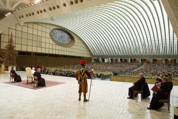 Papa Francesco in Aula Paolo VI | Papa Francesco durante l'udienza generale del 3 gennaio 2018 | L'Osservatore Romano / ACI Group