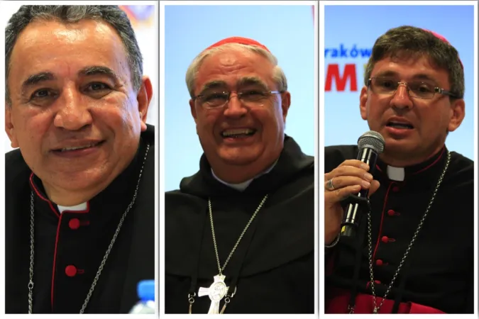 Vescovi di Panama a Cracovia | Vescovi panamensi. Da sinistra: arcivescovo Ulloa, Cardinale Lacunza, arcivescovo Ochogovia | Kate Veik / ACI Group