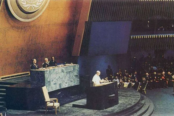 Paolo VI durante il suo discorso alle Nazioni Unite, New York , 4 ottobre 1965 / VitaTrentina