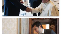 Il primo ministro di Macedonia del Nord (sopra) e di Bulgaria (sotto) all'incontro di oggi con Papa Francesco, 23 maggio 2022 / Vatican Media / ACI Group