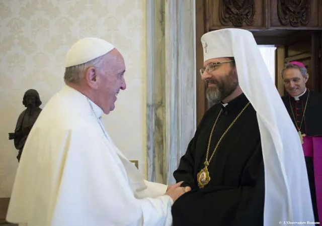 Papa Francesco e l'arcivescovo maggiore Sviatoslav Shevchuk | Vatican Media / ACI Group