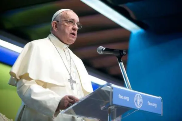 Papa Francesco durante il suo intervento alla FAO, 16 ottobre 2017 / Giulio Napolitano / FAO - CNA 