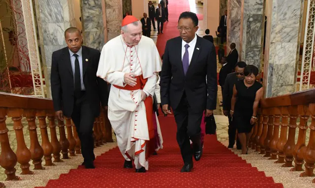 Il Cardinale Parolin con il presidente del Madagascar | Il Cardinale Parolin ricevuto da Hery Rajaonarimampianina, il presidente del Madagascar | presidence.gov.mc