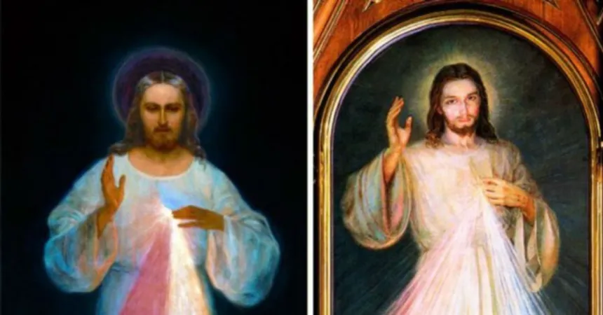 Il quadro originale della Divina Misericordia (a sinistra) e quello successivo (a destra) | Il quadro originale della Divina Misericordia (a sinistra) e quello successivo (a destra) | Dominio Pubblico