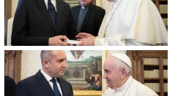 Papa Francesco con il presidente della Macedonia del Nord Pendarovski (sopra) e con il presidente della Bulgaria Radev (sotto), Palazzo Apostolico Vaticano, 27 maggio 2021 / Vatican Media / ACI Group