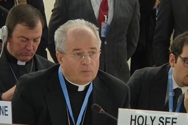 L'arcivescovo Ivan Jurkovic durante una sessione delle Nazioni Unite a Ginevra / Radio Vaticana