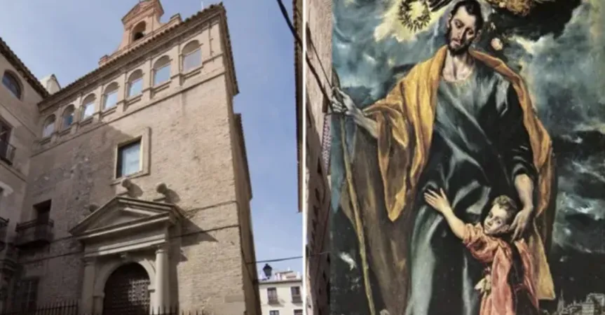 Facciata della cappella di San Giuseppe e immagine di San Giuseppe presente nella pala d'altare centrale realizzata da El Greco |  | Wikipedia-Carlos Delgado CC BY-SA 4. | Wikipedia-Pubblico dominio.