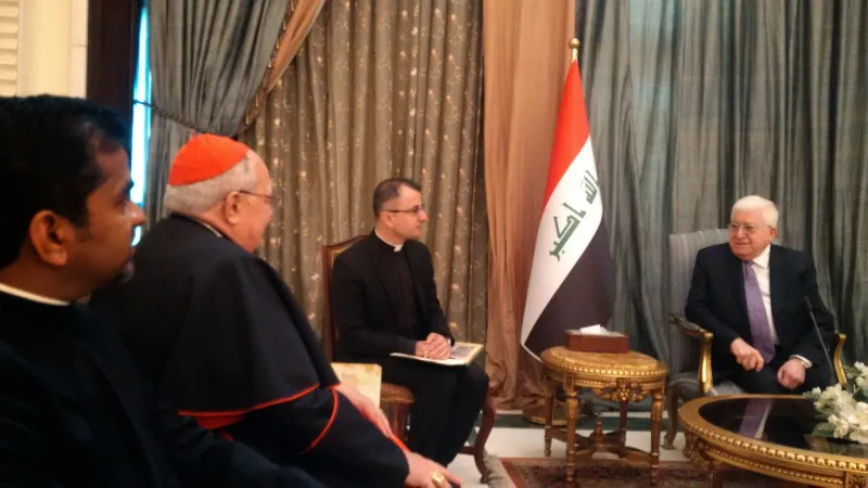 Cardinale Sandri e Presidente Masum | Il Cardinale Sandri a colloquio con il presidente Iraqeno Masum - Baghdad, 3 maggio 2015 | Congregazione delle Chiese Orientali