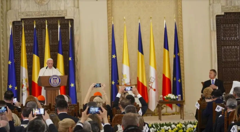 Il discorso del Papa al Palazzo Presidenziale di BucarestFoto: Andrea Gagliarducci ACI Stampa