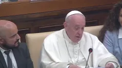 Papa Francesco parla a Casina Pio IV alla riunione dei giudici panamericani, 4 giugno 2019 / Vatican Media / You Tube 