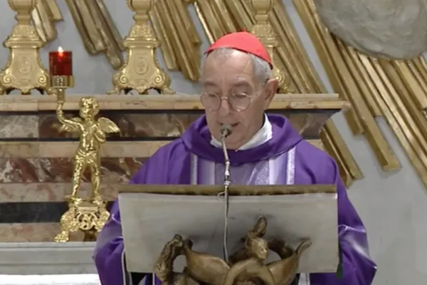 Il cardinale de Donatis durante la celebrazione di stasera al Divino Amore / You Tube