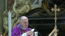 Il cardinale Comastri durante la Messa nella Basilica di San Pietro, 15 marzo 2020 / Vatican Media / You Tube