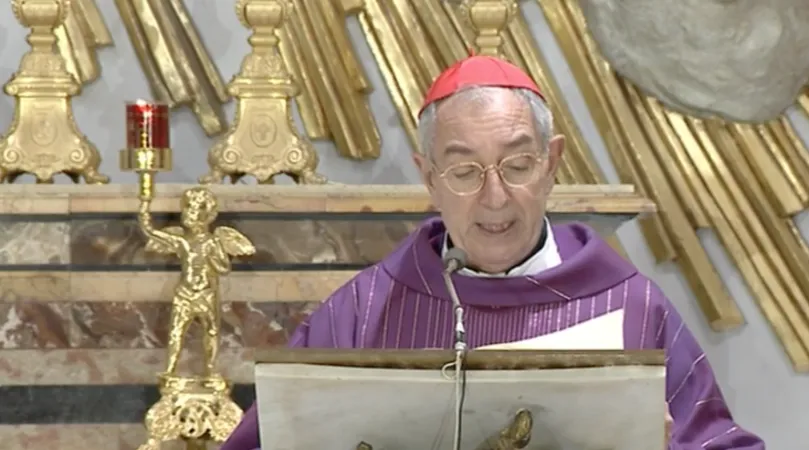 Cardinale Angelo de Donatis, Divino Amore | Il cardinale Angelo de Donatis durante la Messa al Divino Amore, 29 marzo 2020 | Tv2000