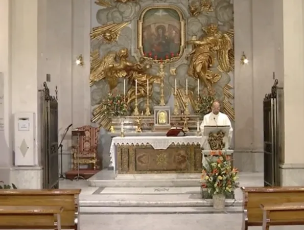 Padre Giuseppe  Midili | Padre Giuseppe Midili durante la Messa al Divino Amore del 6 maggio 2020 | Tv2000