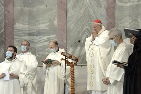 Il cardinale Bassetti durante la Messa per l'Italia e l'Europa, Roma, 11 luglio 2020 / Tv2000