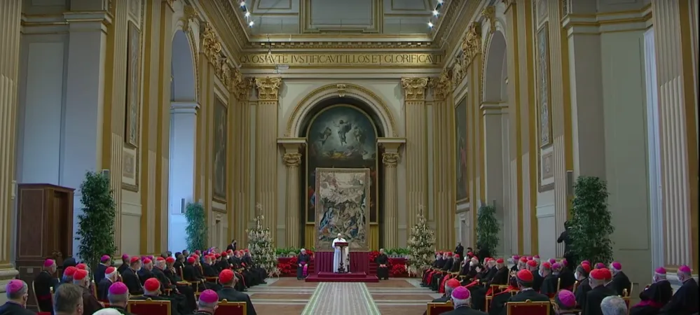 Papa Francesco legge il discorso di auguri di Natale alla Curia Romana, Aula delle Benedizioni, 21 dicembre 2020 | Vatican Media / You Tube