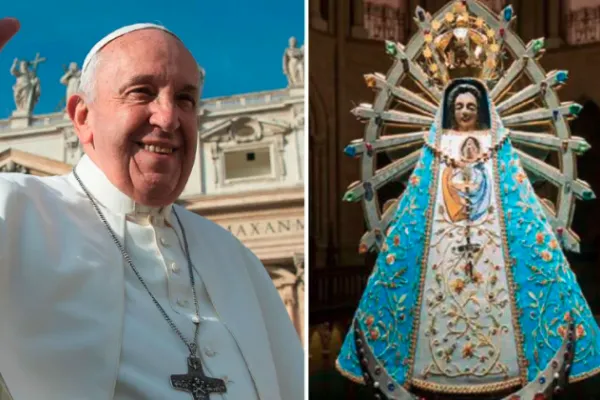 Papa Francesco e la Madonna di Luján.  / Foto: Vatican Media / Santuario di Luján