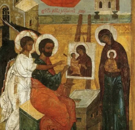 Un dettaglio di una icona che ritrae San Luca che ritrae la Madonna  |  | pd
