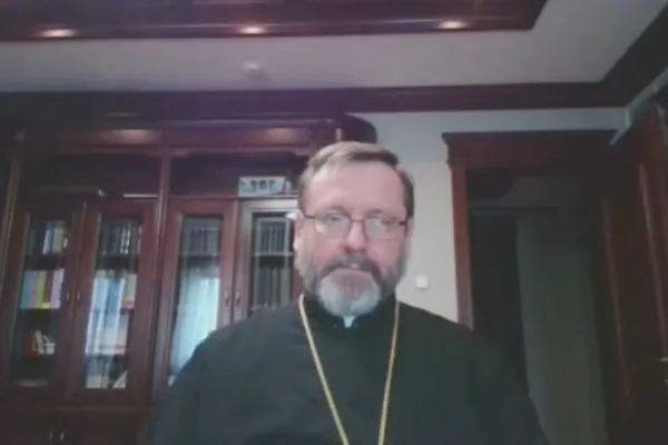 L'arcivescovo maggiore Sviatoslav Shevchuk durante il collegamento con il Pontificio Istituto Orientale, 29 marzo 2022 / Pontificio Istituto Orientale / You Tube