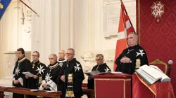 Fra' John Dunlap, nuovo Gran Maestro dell'Ordine di Malta, durante il Consiglio di Stato Compito che lo ha eletto, Villa Magistrale, 3 maggio 2023 / Ordine di Malta