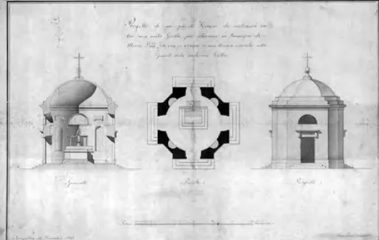Pietro Ghinelli, Progetto per la chiesa di Santa Maria di Frasassi, Archivio di Stato di Roma |  | Quaderni del Consiglio regionale delle Marche