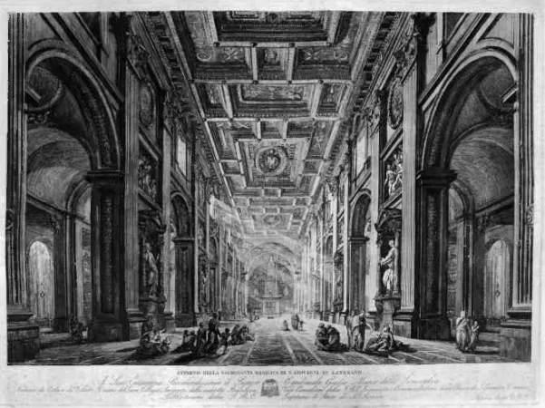 Interno della basilica di San Giovanni in Laterano  Antonio Sarti (disegno e incisione)  1827 |  | Quaderno del Consiglio regionale delle Marche
