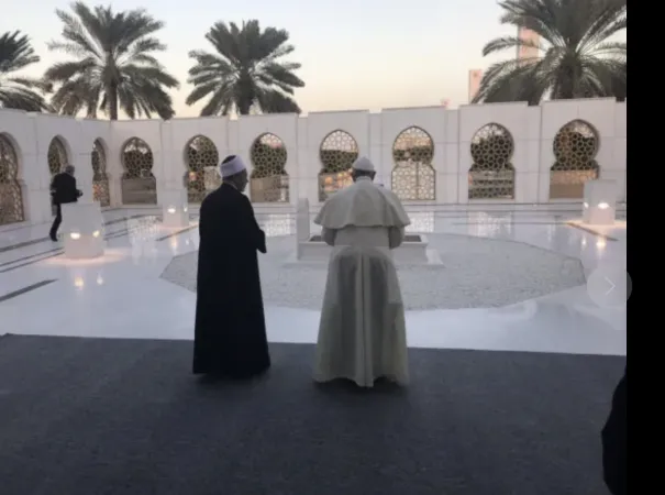 Papa Francesco, Emirati Arabi Uniti | Papa Francesco nel Consiglio degli Anziani ad Abu Dhabi nel 2019 | Vatican Media / ACI Group