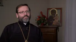 L'arcivescovo maggiore Sviatoslav Shevchuk durante l'intervista con ACI Stampa, Roma, 23 febbraio 2016  / CNA
