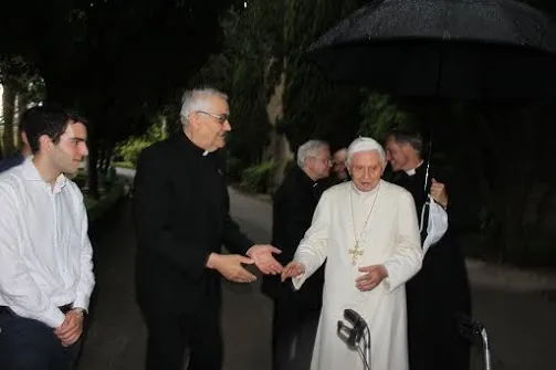 Seminaristi della Diocesi di Faenza-Modigliana in visita dal Papa emerito, Giardini Vaticani, 16 giugno 2015 | cortesia dei seminaristi della Diocesi di Faenza-Modigliana