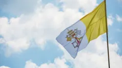 La bandiera della Santa Sede nello stadio di Sarajevo durante la visita di Papa Francesco il 6 giugno 2015 / Andreas Dueren / CNA