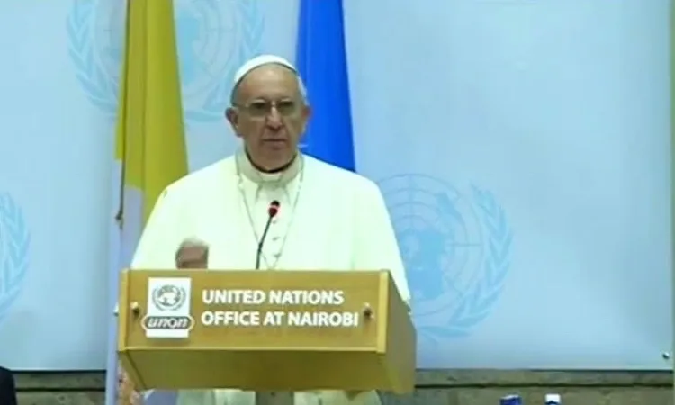 Papa Francesco tiene il discorso all'ufficio ONU di Nairobi | Papa Francesco parla all'UNON | CTV