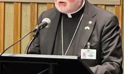 L'arcivescovo Paul Richard Gallagher, segretario vaticano per i Rapporti con gli Stati, tiene un intervento all'Assemblea Generale delle Nazioni Unite / Holy See Mission