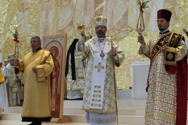 Un momento di una Divina Liturgia celebrata dall'arcivescovo maggiore Sviatoslav Shevchuk della Chiesa Greco Cattolica Ucraina / CCEE