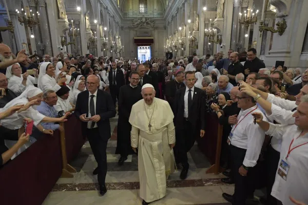 Papa Francesco incontra il Clero, i Seminaristi e le Suore presso la Cattedrale di Palermo / Vatican Media