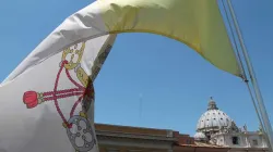 La bandiera dello Santa Sede e la cupola di San Pietro in lontananza / Bohumil Petrik / CNA 